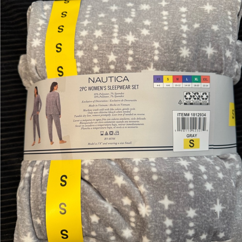 Nautica Pajama PJ Set Women's size small 2 Piece Fleece Sleepwear